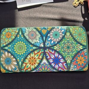 Colorful Mosaic Zip Wallet - Vibrant Multicolor